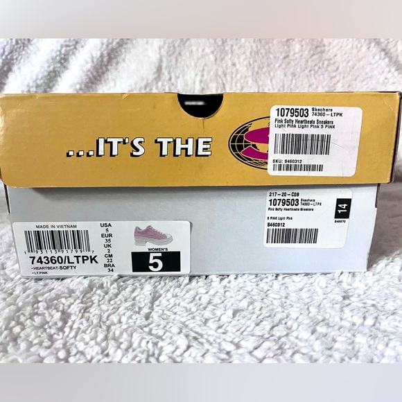 Women’s Skechers Pink Softy Heartbeats Sneakers size 5 Chunky Heel - Picture 5 of 6